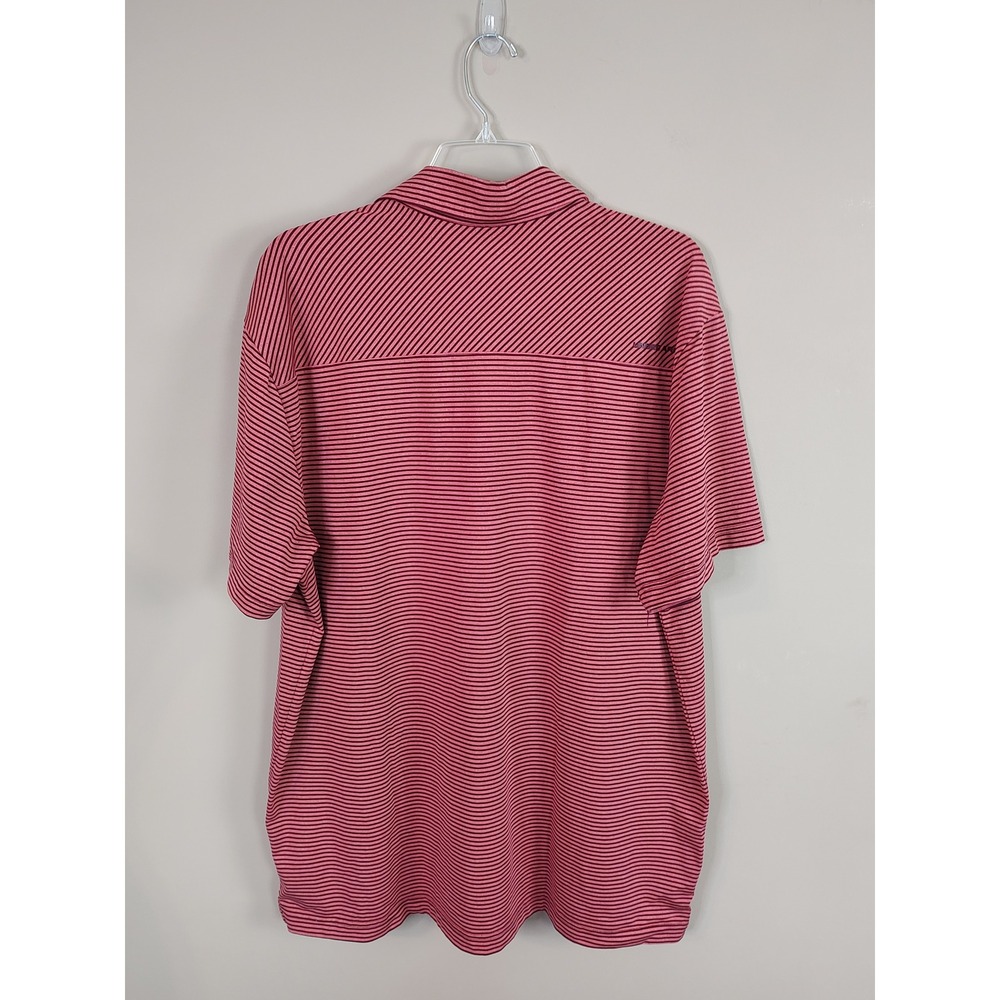 Under Armour Mens HeatGear Striped Polo Shirt Red Black 2XL Loose Short Sleeve - Picture 3 of 8